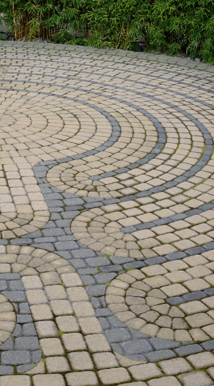 A stone mosaic labyrinth. 