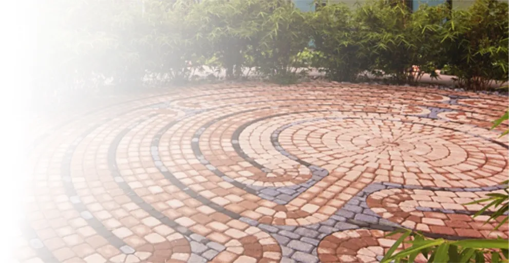 A stone mosaic labyrinth. 